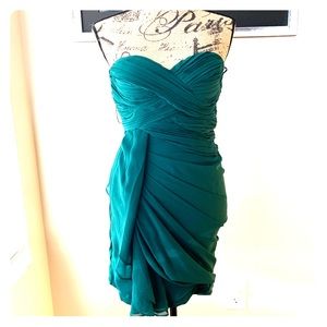 SALE Forest Green Draped Strapless Lulu’s dress